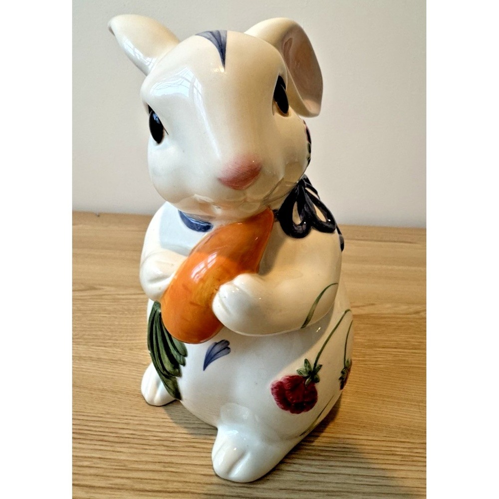 Lenox Poppies On‎ Blue Barnyard Bunny Rabbit Cookie Jar Retired Easter Decor